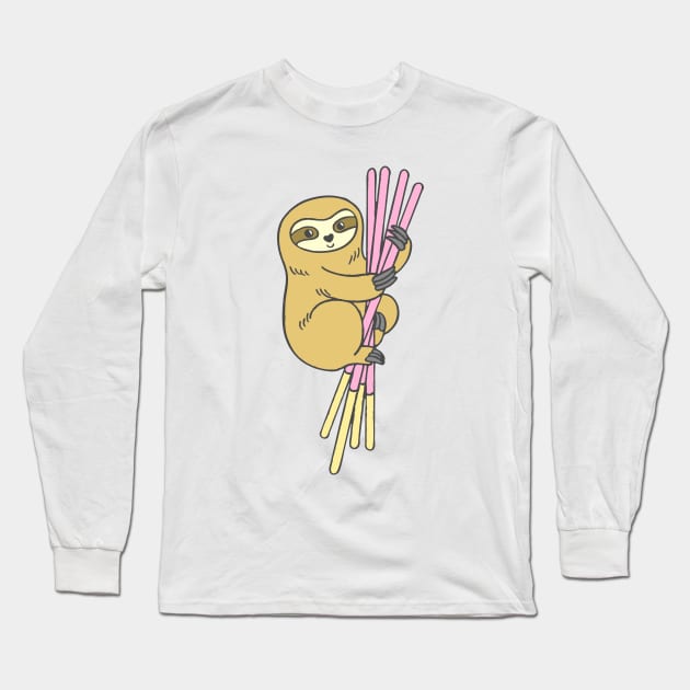 Pocky Sloth Long Sleeve T-Shirt by natelledrawsstuff